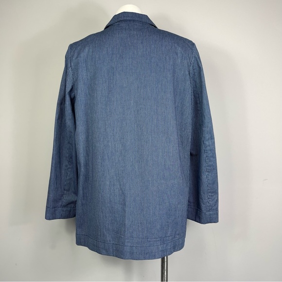 MARC BY MARC JACOBS Cotton Oversized Pinstriped Indigo Multi Blazer Jacket NWT L - Picture 3 of 16